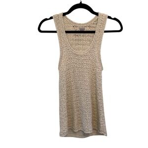 Aerie Beige Crochet Knit Sleeveless Tank Top Sweater Shirt Women's Small